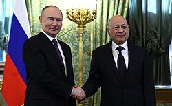 President Rashad al-Alimi with Russian president Vladimir Putin on 28 May 2025