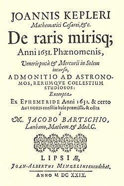 Kepler's De raris mirisque Anni 1631 Phaenomenis notice to astronomers of the impending transits of Mercury and Venus, 1631