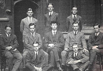 The undergraduates of University College, Trinity term 1917. Lewis stands on the right-hand side of the back row.