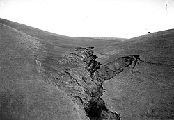 Headward erosion of a gully; photo by G.K. Gilbert