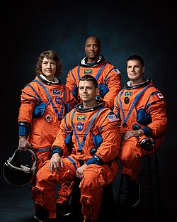 Official crew portrait for Artemis II, clockwise from left: Christina Koch, Glover, Jeremy Hansen, and Reid Wiseman