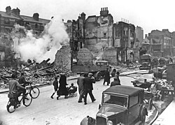 A bombed-out London street during the Blitz in 1940