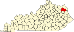 Location of Carter County in Kentucky