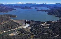 Lake Shasta, in the Shasta Cascade region, is California's largest reservoir.