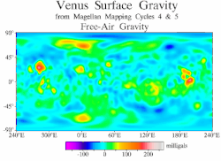 A map of the gravity anomaly constructed from data received during cycles 4 and 5.