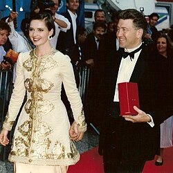 Lynch with Isabella Rossellini at the 1990 Cannes Film Festival.
