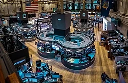 The New York Stock Exchange on Wall Street, the world's largest stock exchange by market capitalization[336]