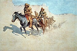 Jedediah Smith's party crossing the burning Mojave Desert during the 1826 trek to California by Frederic Remington
