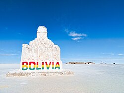 The route passed through the Salar de Uyuni in Bolivia, the world's largest salt desert.