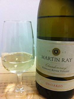 A Chardonnay from the Russian River Valley labeling itself as "unoaked" to differentiate itself from other oak-influenced Chardonnays.