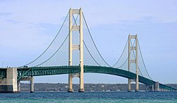 The Mackinac Bridge from the south shore
