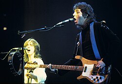 Jimmy McCulloch (left) and Paul McCartney during the 1976 Wings Over the World tour