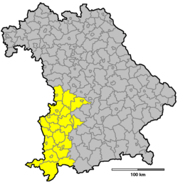 Swabia before the regional reorganization in 1972