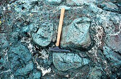 Hyaloclastite between pillows of lava in Montana