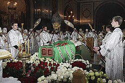 The funeral of the Patriarch Alexy II in the Cathedral of Christ the Saviour, Moscow