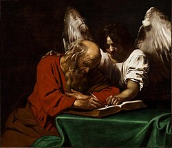 Saint Matthew the Apostle, depicted by Nicolas Régnier, is the patron saint of Salerno, Italy, bankers, and tax collectors.