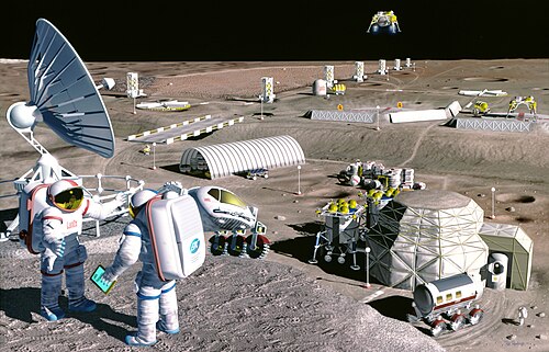 NASA concept art of an envisioned lunar mining facility