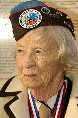 WWII Army Nurse LT Katherine Flynn Nolan, a veteran of the Battle of the Bulge, Bastogne, Belgium (18 December 2004).