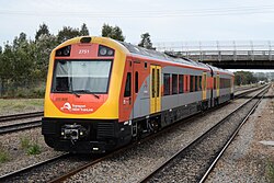 A Hunter railcar operated by NSW TrainLink