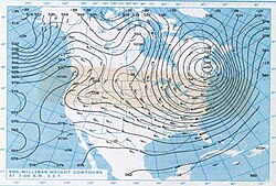Low pressure area over Quebec, Maine, and New Brunswick, part of the northern polar vortex weakening, on the record-setting cold morning of January 21, 1985