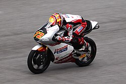 Taiyo Furusato, riding a Honda NSF250R, at Sepang (2024)