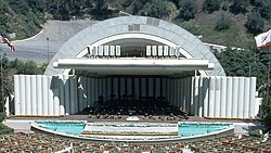 The Hollywood Bowl's 1970s appearance, with the large cardboard tubes