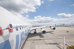 The AVOID instrument mounted on the fuselage of an AIRBUS A340 test aircraft