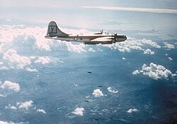 A 307th Bomb Group B-29 on a day-bombing mission in Korea, c. 1951