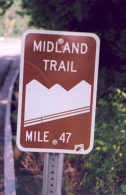 A sign for Midland Trail in Ansted
