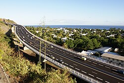 The Bernica viaduct or Saint-Paul viaduct at the northern entrance of the route des tamarins