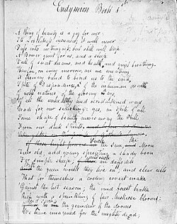 A draft of Keat's poem Endymion