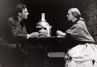 Gielgud and Dolly Haas in Crime and Punishment, Broadway, 1947