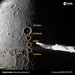 Mercury's north pole on 8 January 2026 during the 6th and final gravity assist at the planet
