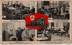 USO lounges in United States railway stations during World War II