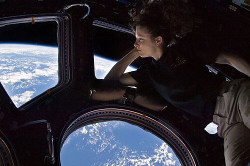 Tracy Caldwell Dyson in the International Space Station's Cupola