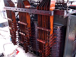Power supply transformer and copper busbars for an arc furnace
