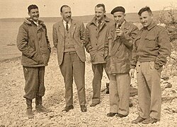 Argentine Geological Society founder Victorio Angelelli (second from right), c. 1950, whose study of Chubut's mineral wealth identified resources for economic development.