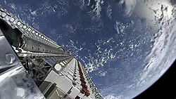 Sixty Starlink satellites stacked together before deployment