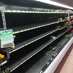 Empty shelves in a grocery store due to panic buying during the 2021 South African unrest