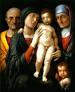Holy Family with Saints Anne and John the Baptist, Andrea Mantegna, 1495-1500