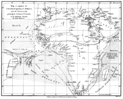 1799 map of the currents in the Atlantic and Indian Oceans, by James Rennell