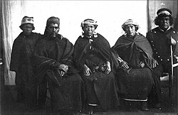 The Mapuche Cacique Juan Huaraman in the La Moneda Palace in 1863.