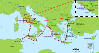 Map of Aeneas' legendary journey