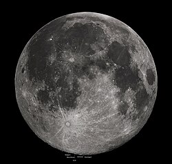 Full Moon with south polar region features marked