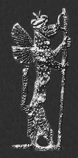 The dragon Mušḫuššu on a vase of Gudea, circa 2100 BCE.