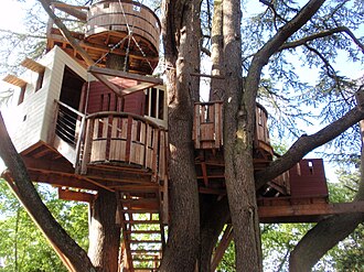 A tree house in the park of the Château de Langeais in the Loire Valley, France
