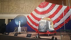 The return capsule and main parachute of Chang'e 5, on temporary exhibit in National Museum of China