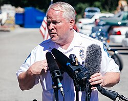 Ferguson Police Chief Tom Jackson at the news conference