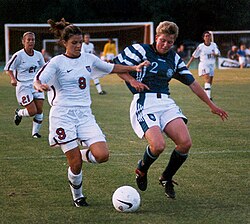Hamm during a match against Germany in 1997