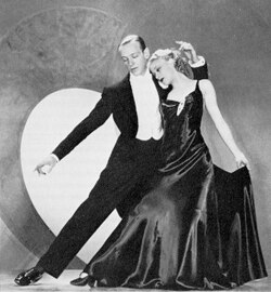 An RKO publicity still of Astaire and Rogers dancing to "Smoke Gets in Your Eyes" in Roberta (1935)